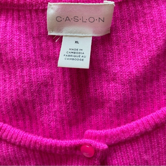 Caslon Wool Cashmere Hot Pink Long Sleeve Button Down Cardigan Women’s XL - Picture 6 of 12